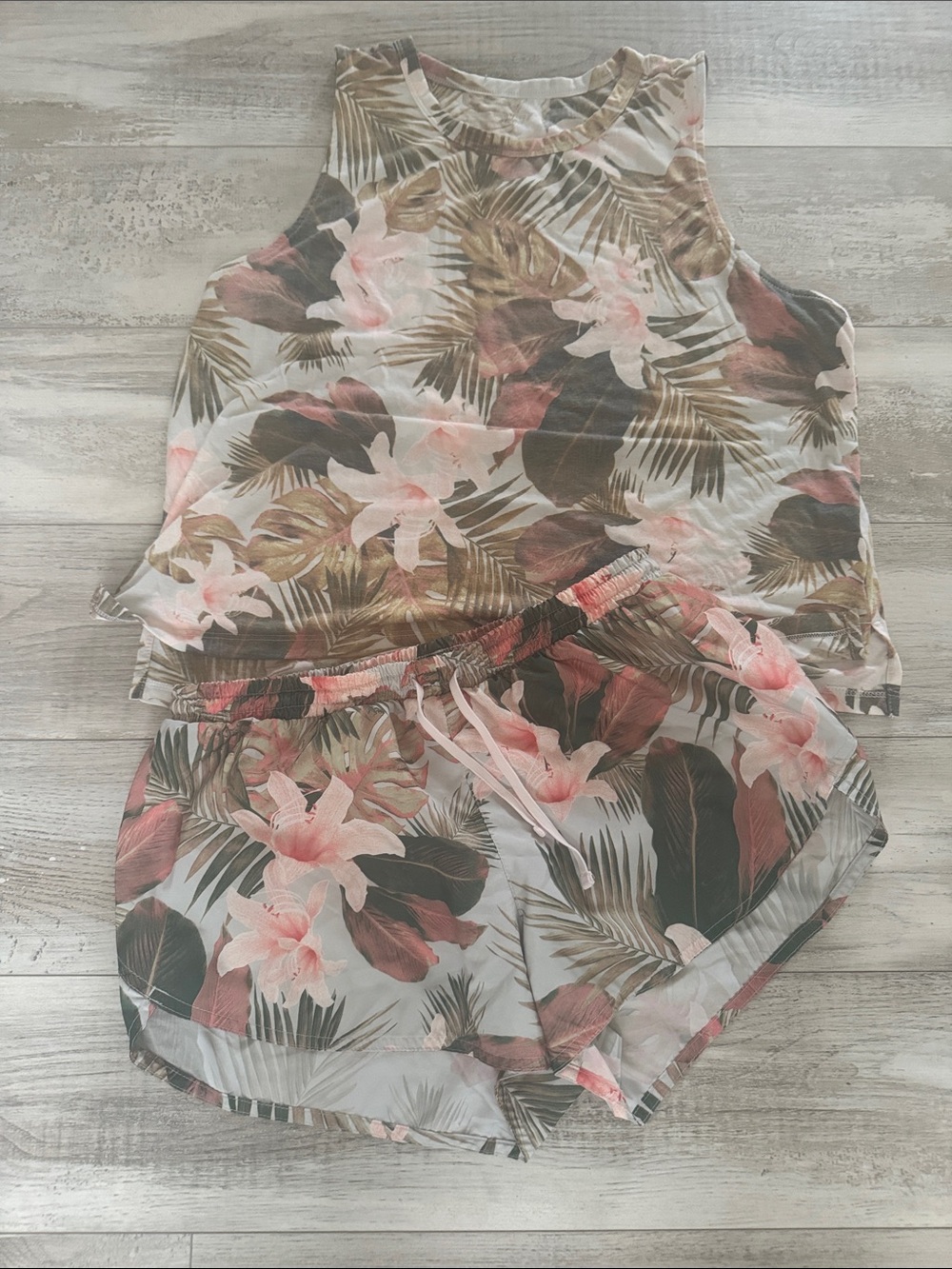 Old Navy Floral Athletic Shorts Set - Pink, Green, White
